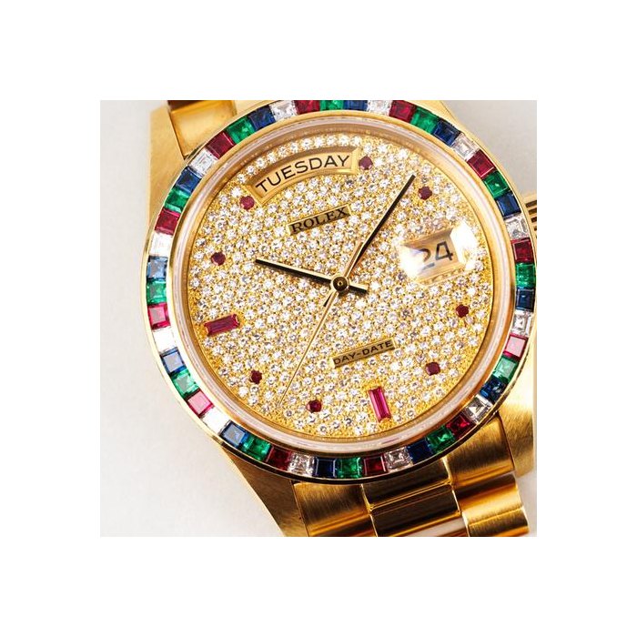 Rolex Day-DateYellow Gold Day-Date Sapphire Ruby Emerald Diamond Ref. 18188
