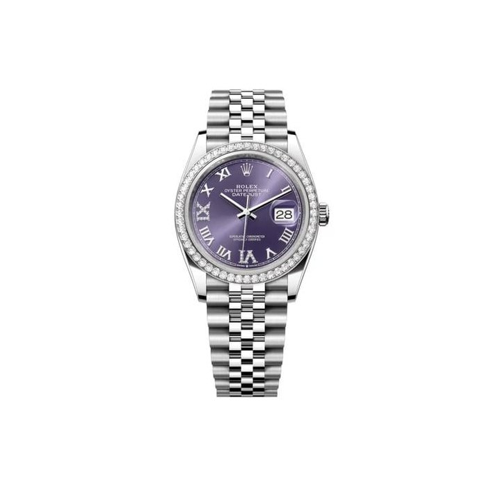 Rolex Datejust36 NEW 2025 Aubergine Diamond Dial Stainless Steel Diamond Bezel Jubilee Bracelet Ref. 126284RBR