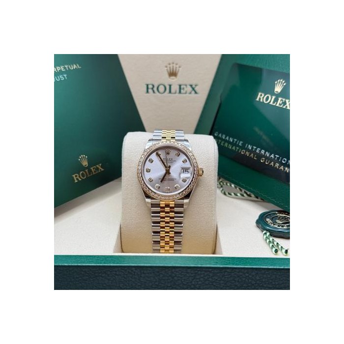 Rolex Datejust31 NEW 2025 Silver Diamond Dial Diamond Bezel Two Tone Yellow Gold Jubilee Ref. 278383RBR