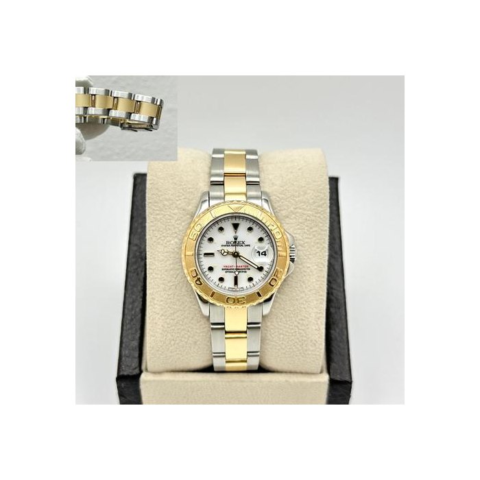 Rolex Yacht-MasterLadies Yacht Master 69623 29mm White Dial 18K Yellow Gold Stainless Steel