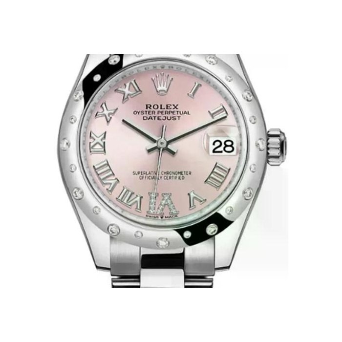 Rolex Datejust31mm Pink Roman Dial Diamond Bezel Stainless Steel Women's Watch 278344RBR-0025 Complete Full Set