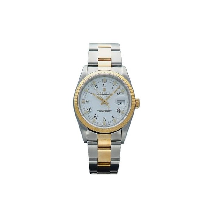 Rolex Oyster Perpetual15223 Oyster Perpetual Date 34 18k/Steel White Roman Dial Automatic Watch