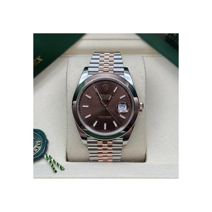 Rolex Datejust41 NEW 2025 Chocolate Index Two Tone Everose Gold Smooth Bezel Jubilee Bracelet Ref. 126301