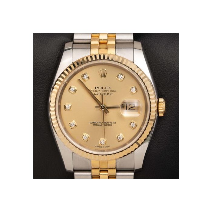 Rolex Datejust36 Factory Diamond Champagne Dial Ref. 116233