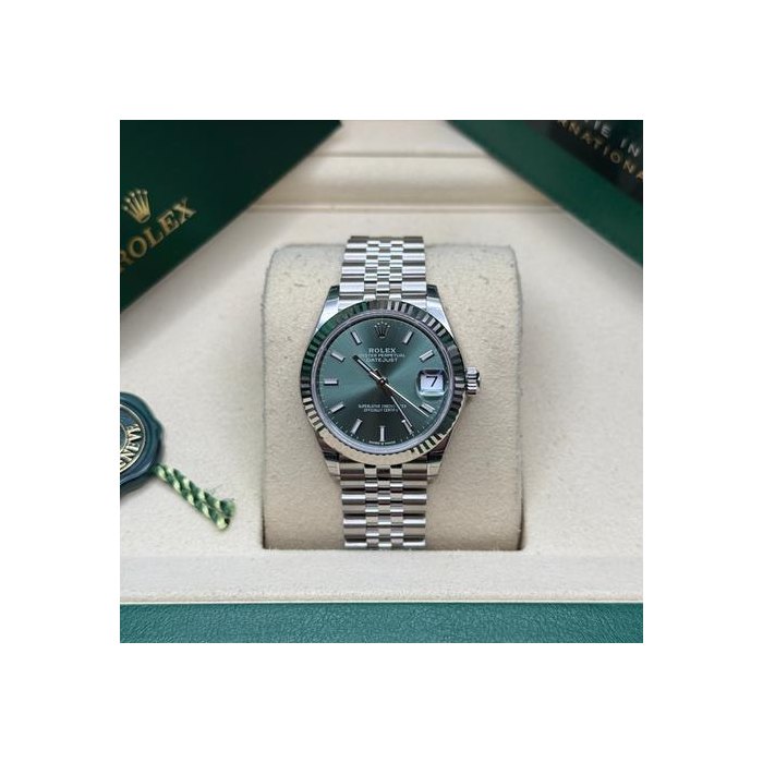 Rolex Datejust31 NEW 2025 Green Index Dial Stainless Steel Fluted Bezel Jubilee Bracelet Ref. 278274