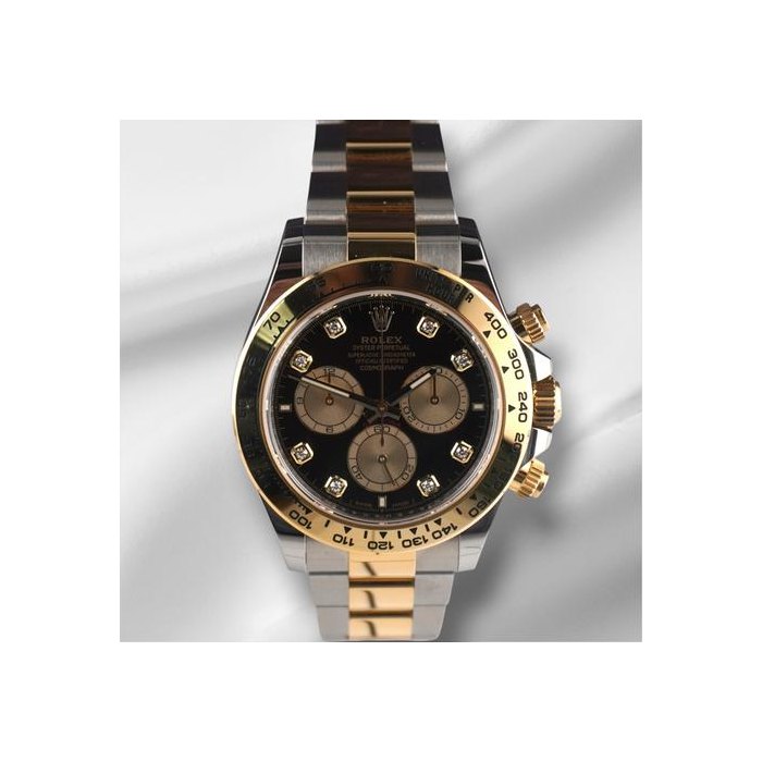 Rolex Daytona40mm Steel Yellow Gold Black Diamond Dial Mens Watch 126503