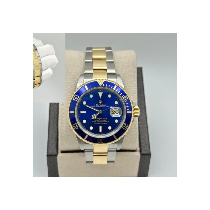 Rolex Submariner DateBlue 16613 40mm 18K Yellow Gold Stainless Steel 2000