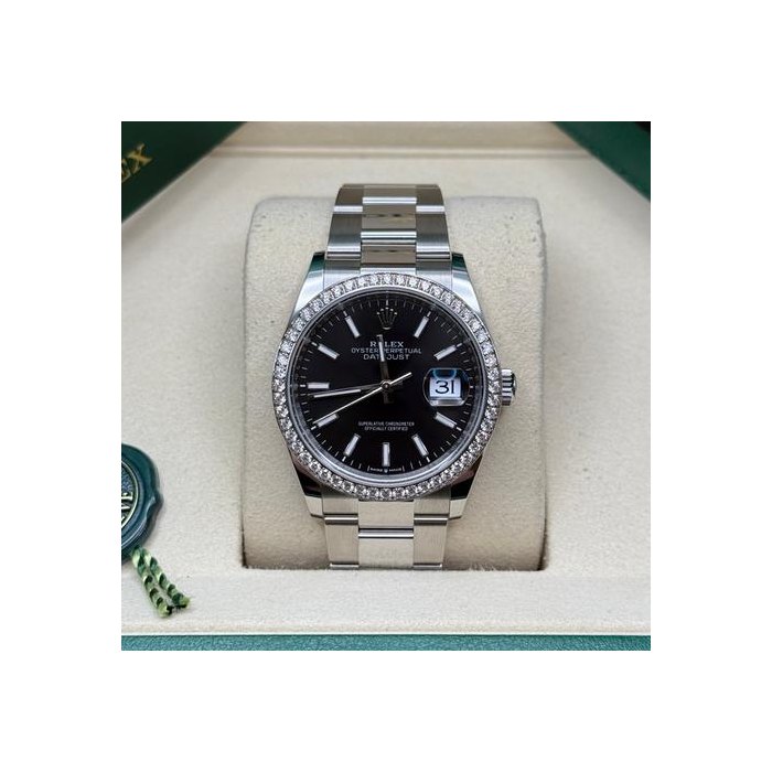 Rolex Datejust36 NEW 2026 Black Index Dial Stainless Steel Diamond Bezel Oyster Bracelet Ref. 126284RBR