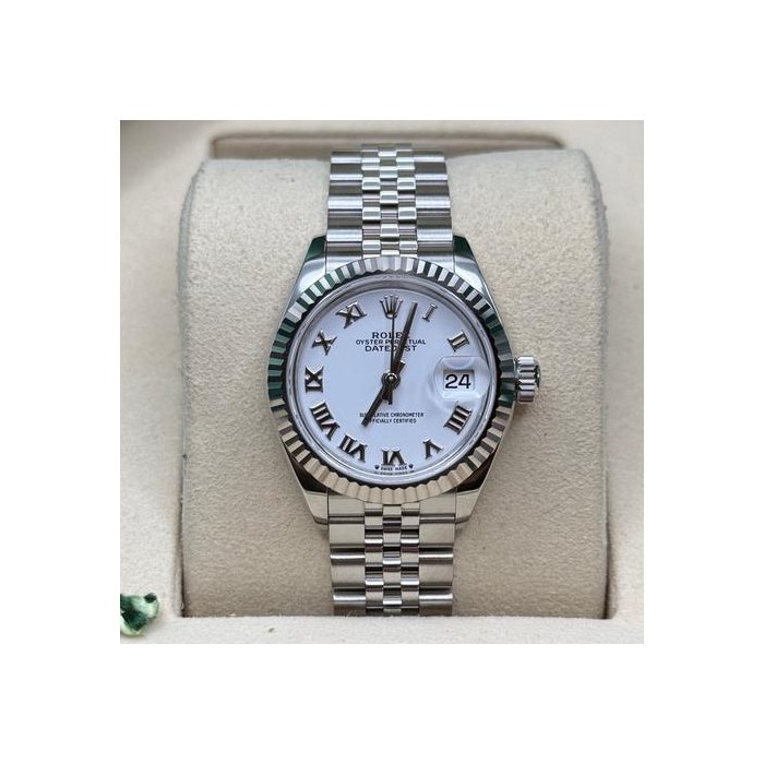 Rolex Lady-DatejustWhite Roman Dial Stainless Steel Fluted Bezel Jubilee Bracelet Ref. 279174