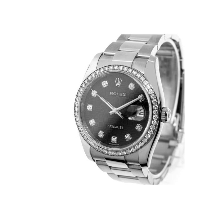 Rolex Datejust36mm White Gold & Steel Black Diamond Dial & Diamond Bezel 116244 All Factory