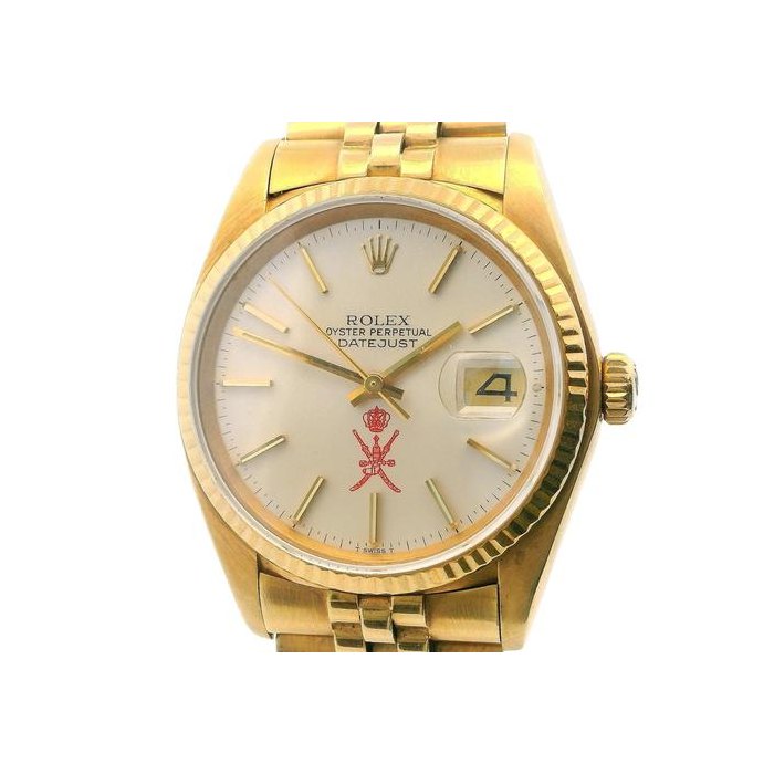 Rolex Datejust16018 18k Yellow Gold Red Khanjar Dial Vintage Watch