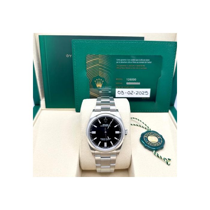 Rolex Oyster Perpetual2025 Rolex Oyster Perpetual 126000 36mm Black Dial Stainless Steel Box Papers