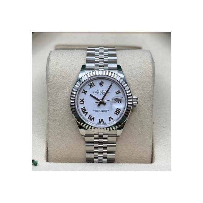 Rolex Lady-DatejustNEW 2025 White Roman Dial Fluted Bezel Stainless Steel Jubilee Bracelet Ref. 279174