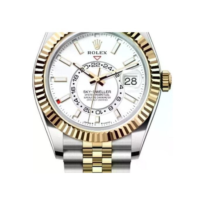 Rolex Sky-DwellerOystersteel Yellow Gold White Dial Jubilee Men's Watch 336933-0006 Complete Full Set