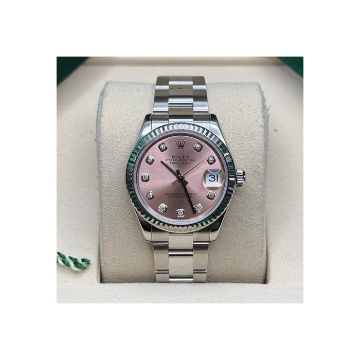 Rolex Datejust31 Pink Diamond Dial Stainless Steel Fluted Bezel Oyster Bracelet Ref. 278274