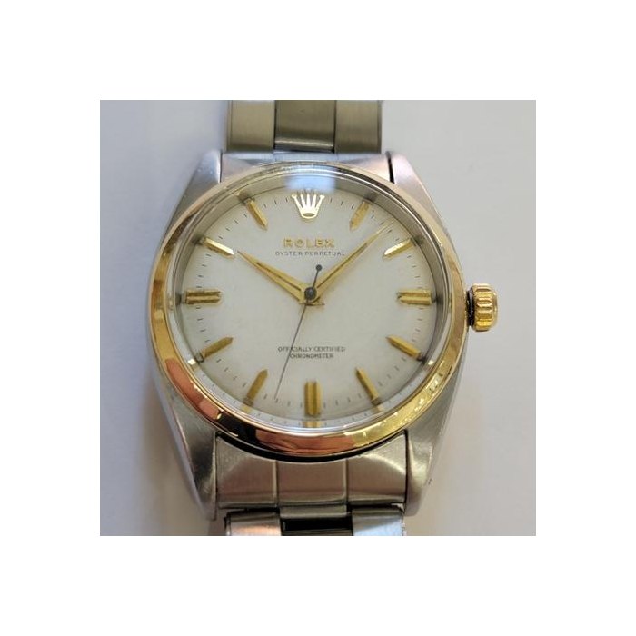 Rolex Oyster PerpetualRef 6580 Mens 34mm 1950s 14k Gold SS Vintage Automatic RA786