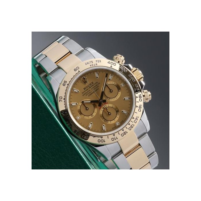 Rolex Daytona2023 Complete 40mm Oystersteel Champagne Yellow Gold Bezel Oyster Bracelet 116503