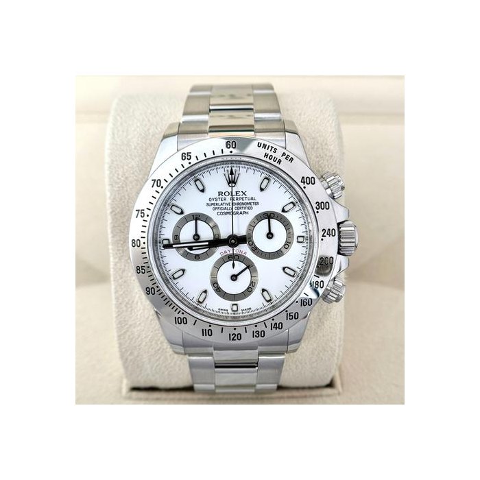 Rolex DaytonaCosmograph Daytona 40mm White Dial Oyster Bracelet Stainless Steel Year 2010 116520 APH Dial