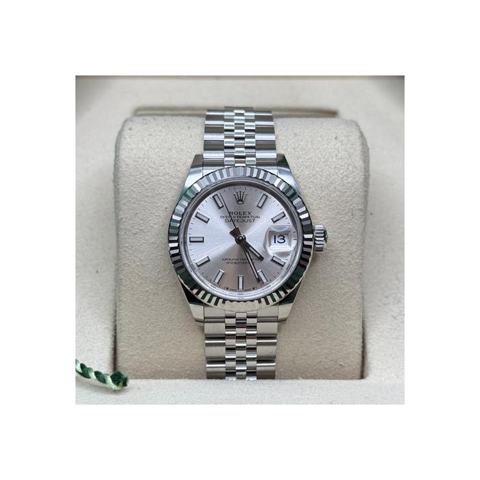 Rolex Lady-DatejustNEW 2025 Silver Index Dial Fluted Bezel Stainless Steel Jubilee Bracelet 28 Ref. 279174