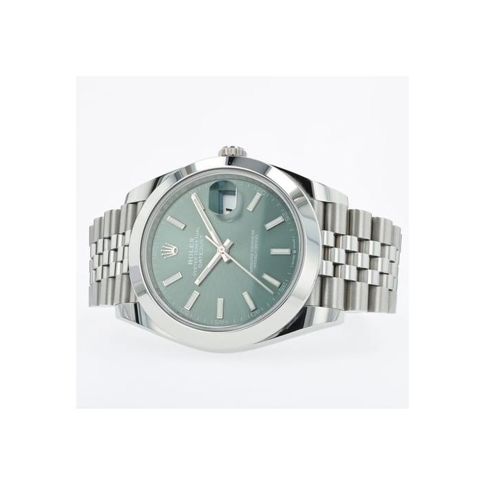 Rolex Datejust41 Mint Green Dial Smooth Bezel Jubilee Stainless Steel 126300