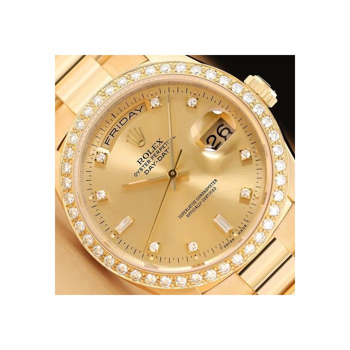 Rolex Day-DateMens 18348 Day-date 18k Yellow Gold Factory Diamond President Watch
