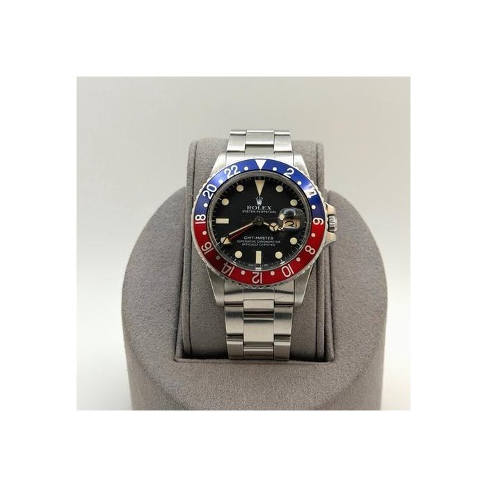 Rolex GMT-MasterVintage Rolex GMT Master Pepsi 16750 40mm Matte Black Patina Dial Steel
