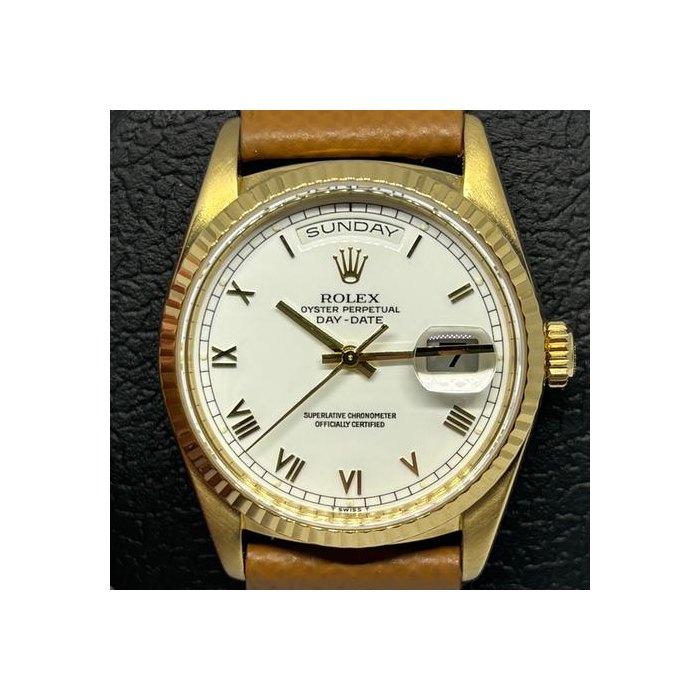 Rolex Day-Date36 18K Gold Double Quick-Set Deconstructed Roman Dial W/Box Ref. 18238