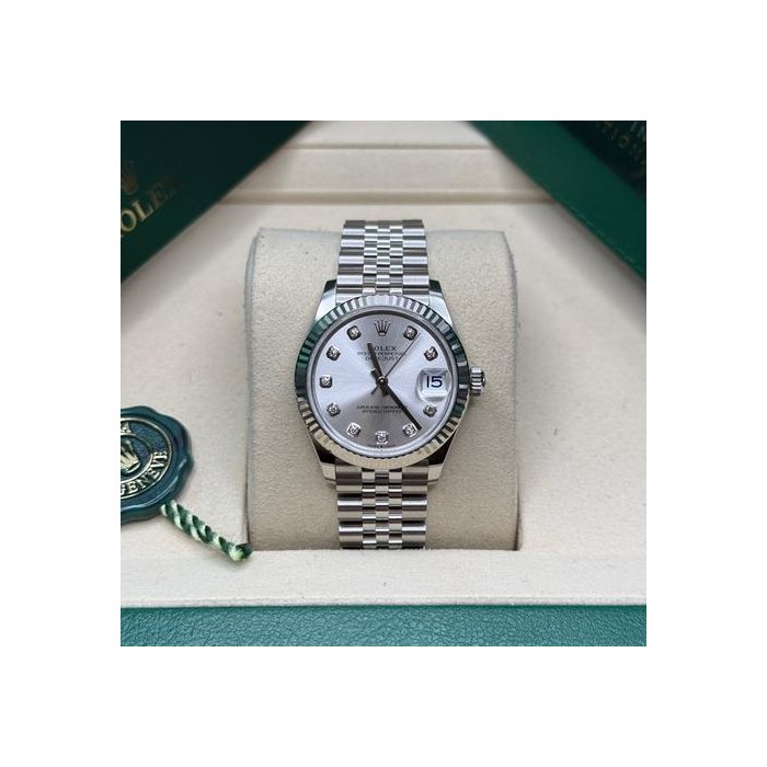Rolex Datejust31 NEW 2026 Silver Diamond Dial Stainless Steel Fluted Jubilee Bracelet Ref. 278274