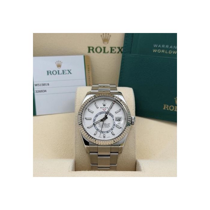 Rolex Sky-Dweller326934 42mm White Dial 18k Gold Stainless Steel Box Paper