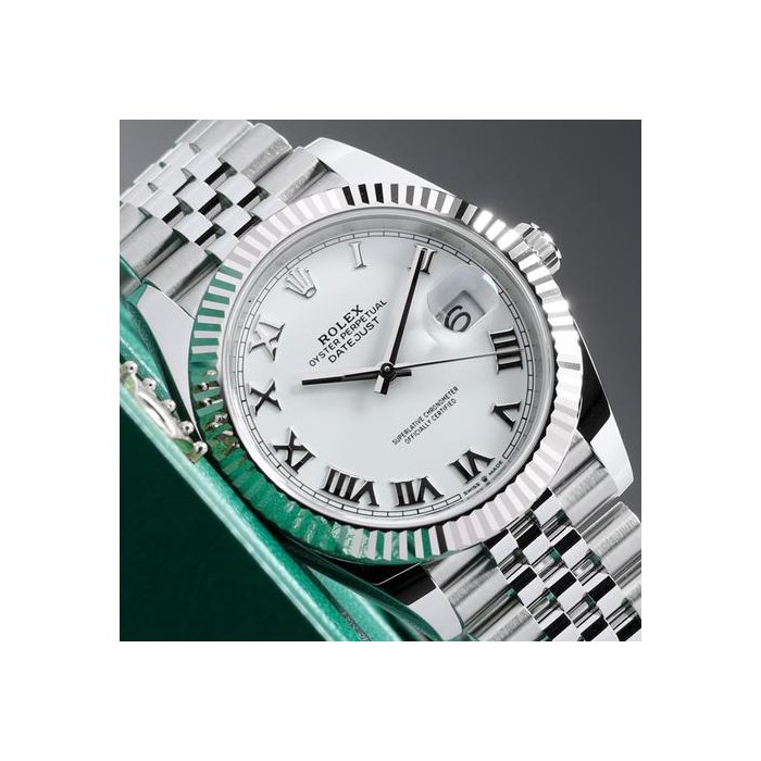 Rolex Datejust41 2026 NEW 41mm White Roman Dial Steel Case White Gold Fluted Bezel Jubilee Ref. 126334