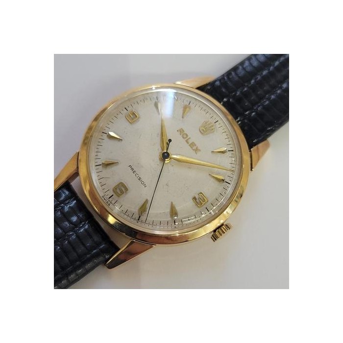 Rolex Precision9k Gold Mens 32mm 1950s Vintage Manual Wind Dress Watch RA751