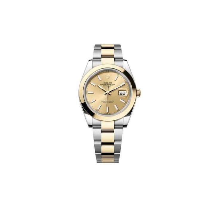 Rolex Datejust41 NEW 2025 Champagne Index Two Tone Yellow Gold Smooth Bezel Oyster Bracelet Ref. 126303