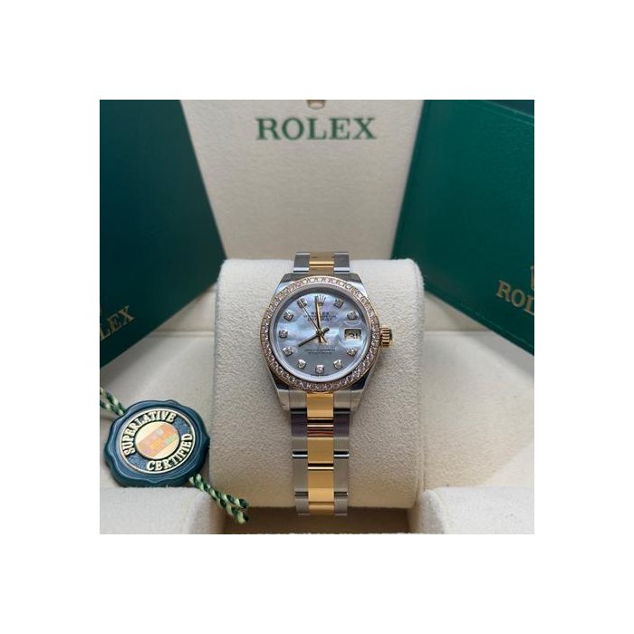 Rolex Lady-Datejust28 279383RBR Mother of Pearl Diamond Dial Oyster Bracelet Two Tone Yellow
