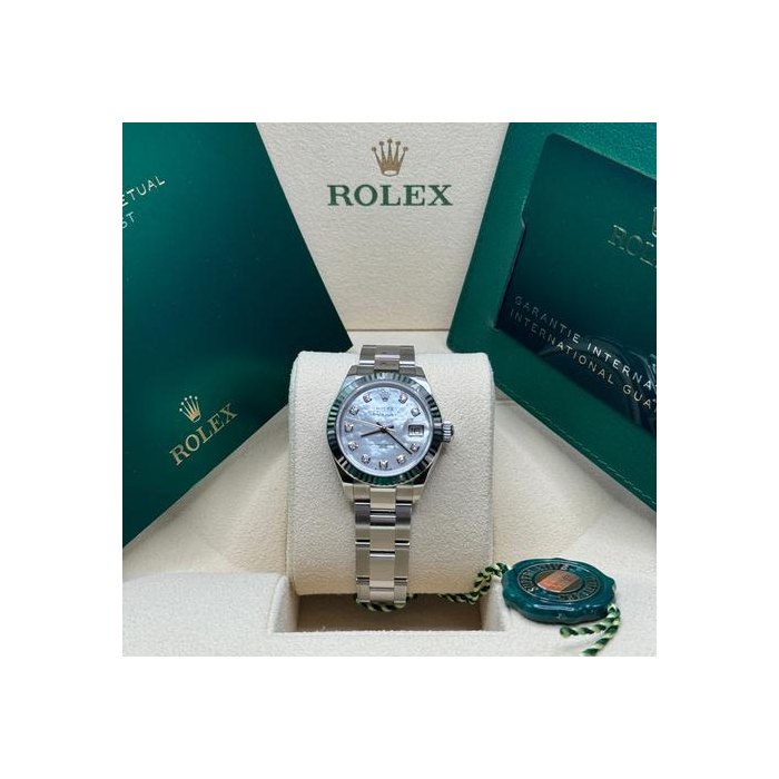 Rolex Lady-DatejustNEW 2024 Mother of Pearl Diamond Dial Stainless Steel Fluted Bezel Oyster Ref. 279174