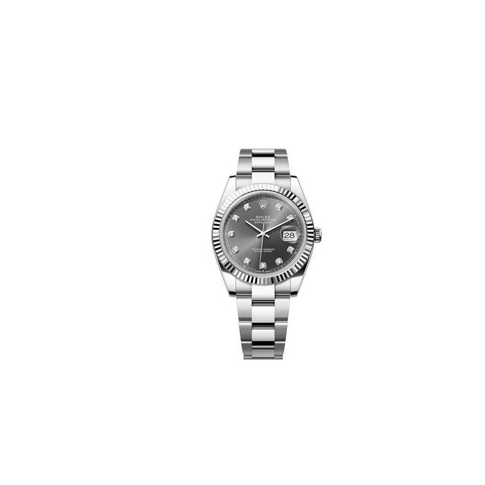 Rolex Datejust41 NEW 2025 Rhodium Grey Diamond Dial Stainless Steel Fluted Oyster Bracelet Ref. 126334