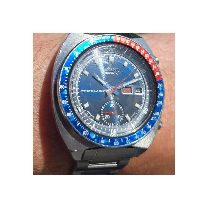 Seiko Pogue6139-6005 True Blue; WATER70mRESIST; 17J.; Suwa logo; 6009T