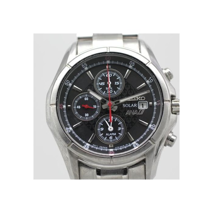 Seiko[Exc+5] SEIKO ANA Pilot V172-0AB0 Chronograph Solar 40mm Mens Watch From JAPAN