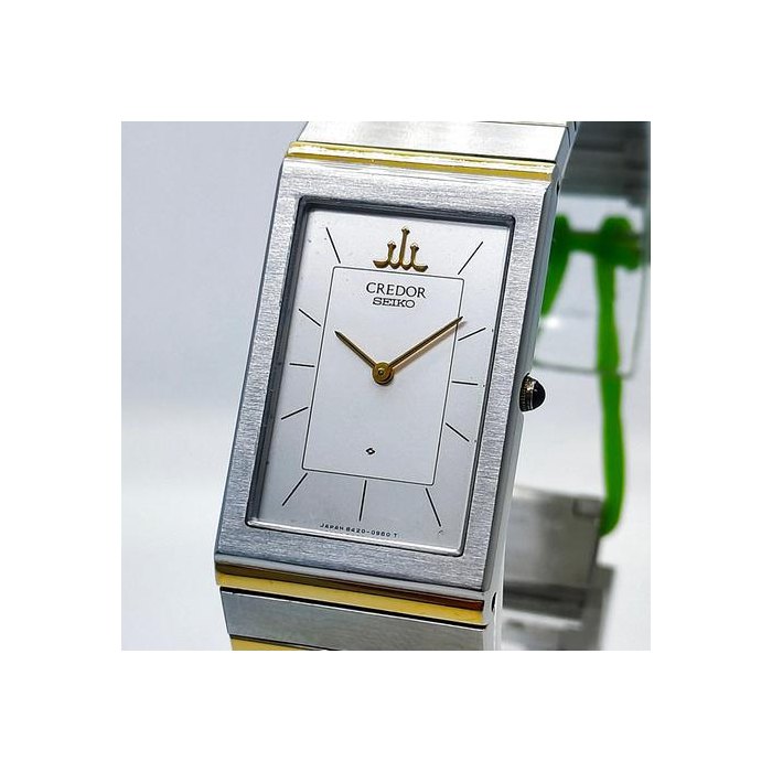 Seiko CredorQuartz SERVICED/WARRANTY 22KT Silver/Steel/Gold Plated 03/1983 two tone dress watch [Mint] Serviced 04/26. 12 months warranty. New battery. Ref. 8420-6400