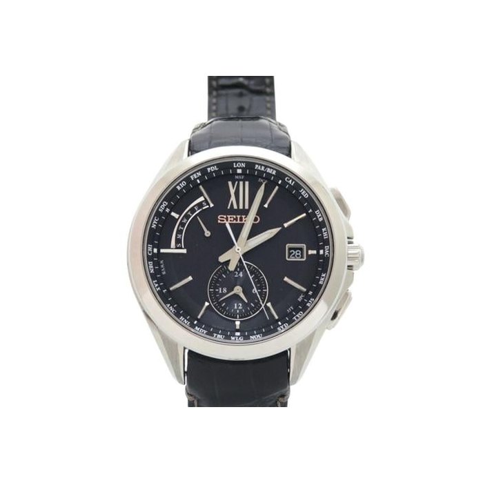 Seiko BrightzSolar radio wave Brights Expert SAGA251 8B63-0AL0 Wristwatch titanium Leather Black 0776 Men's Ref. SAGA251 / 8B63-0AL0