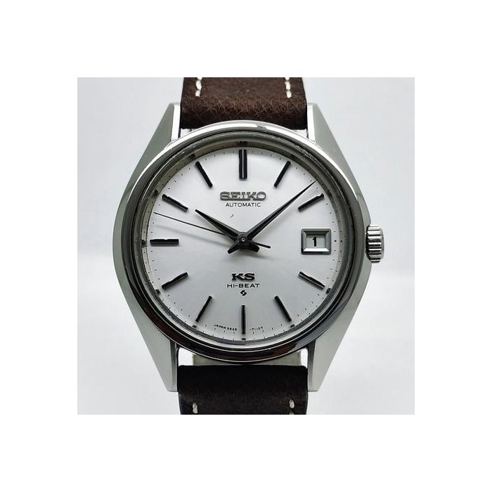 Seiko KingAutomatic KS Hi-Beat SERVICED/WARRANTY 08/1973 Date Silver/Steel Brown Leather [Near Mint] 12 months warranty. New bracelet. Ref. 5625-7113