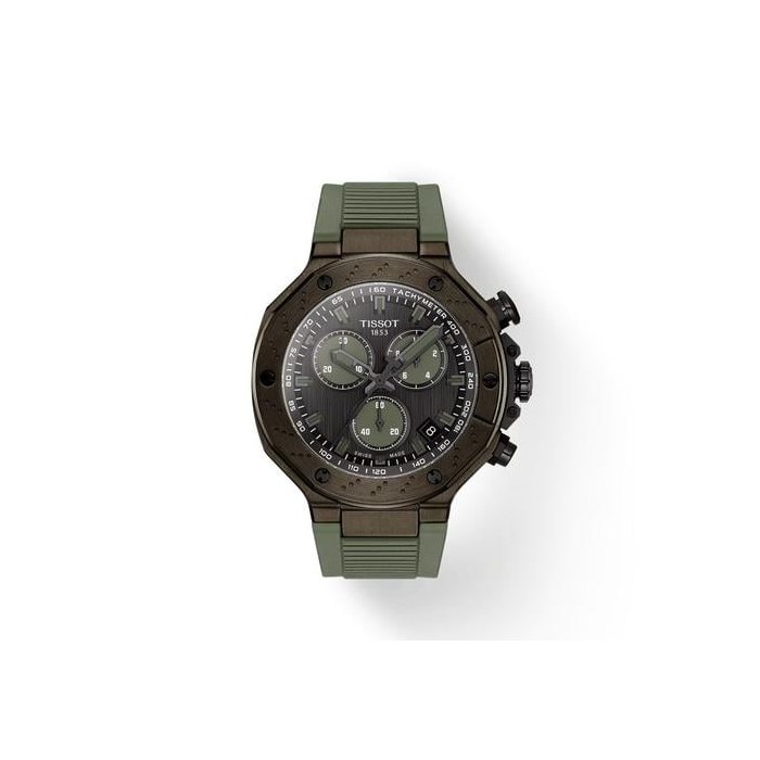 Tissot T-Race45mm Gray Dial Green Silicone Band Watch T1414173706102