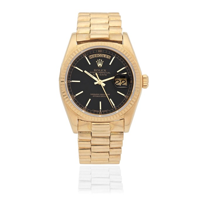 Rolex. An 18K gold automatic calendar bracelet watch Day-Date, Ref: 18038/18000, Circa 1979