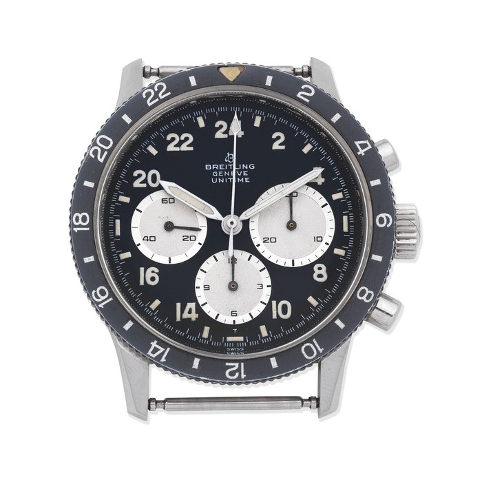 Breitling. A rare stainless steel manual wind chronograph wristwatch with 24 hour dial Unitime, Ref: 1765, Circa 1969