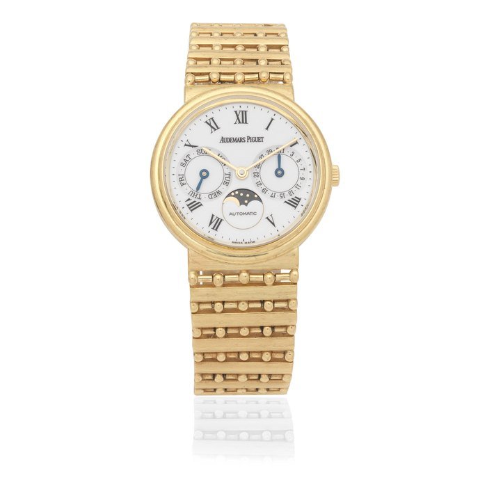Audemars Piguet Audemars Piguet. An 18K gold automatic calendar bracelet watch with moon phase Circa 1980