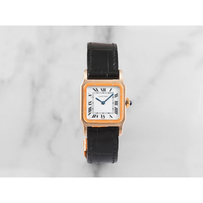 Cartier. Montre bracelet en or jaune et or blanc 18K (750) mouvement mécanique Cartier. An 18K yellow and white gold manual wind wristwatch Santos Dumont, Ref: 7822, Circa 1980