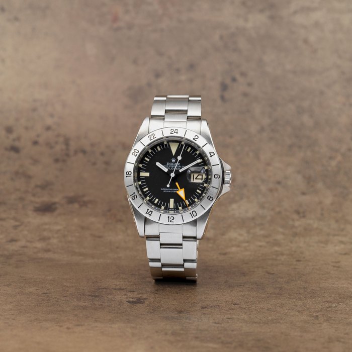 Rolex. A stainless steel automatic calendar bracelet watch with dual time zone Explorer II, Ref: 1655, Circa 1972