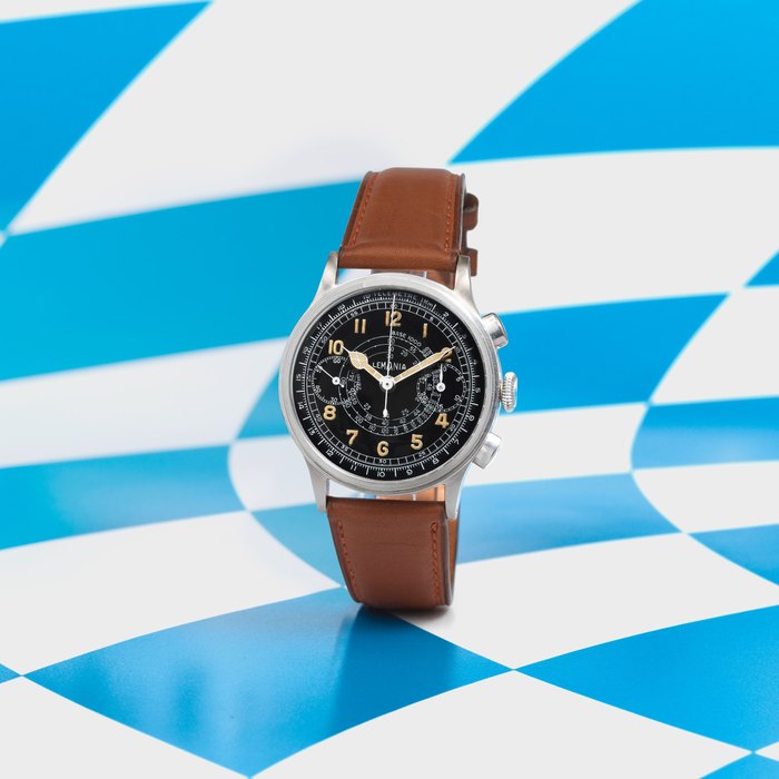 Lemania. A fine stainless manual wind chronograph wristwatch Ref: 50744, Circa 1940