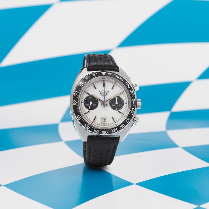 Heuer. A stainless steel manual wind calendar chronograph wristwatch Autavia 'Jo Siffert', Ref: 73463, Circa 1972