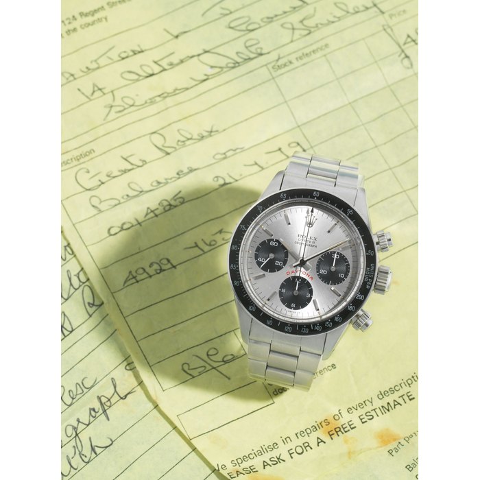 Rolex. A fine and rare stainless steel manual wind chronograph bracelet watch from the family of the original owner Cosmograph Daytona 'Floating Big Red', Ref: 6263, Purchased 21st July 1979