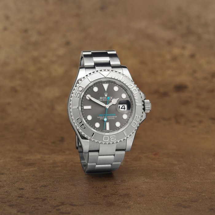 Rolex. A stainless steel and platinum automatic calendar bracelet watch Yacht-Master, Ref: 116622, Circa 2015